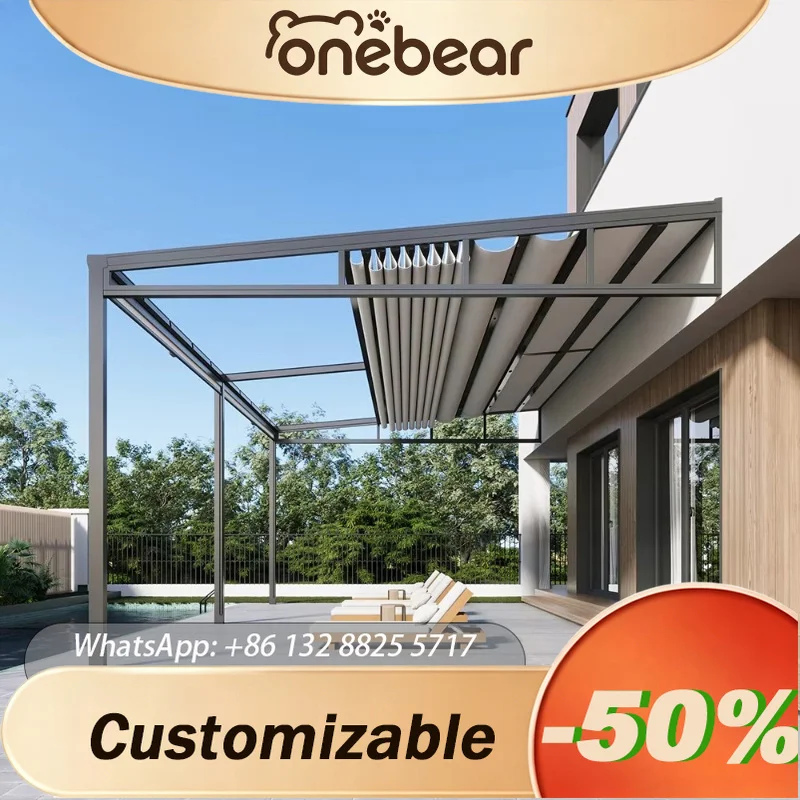 

Any Size Custom Rustproof Aluminum Remote Motorized Retractable Pergola Durable Windproof Waterproof Outdoor Patio Canopy