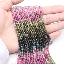 3mm Natural Stone Tourmaline Beads Gradient Color Faceted Loose Spacer Beads for Jewelry Making DIY Necklace Bracelet Accessory