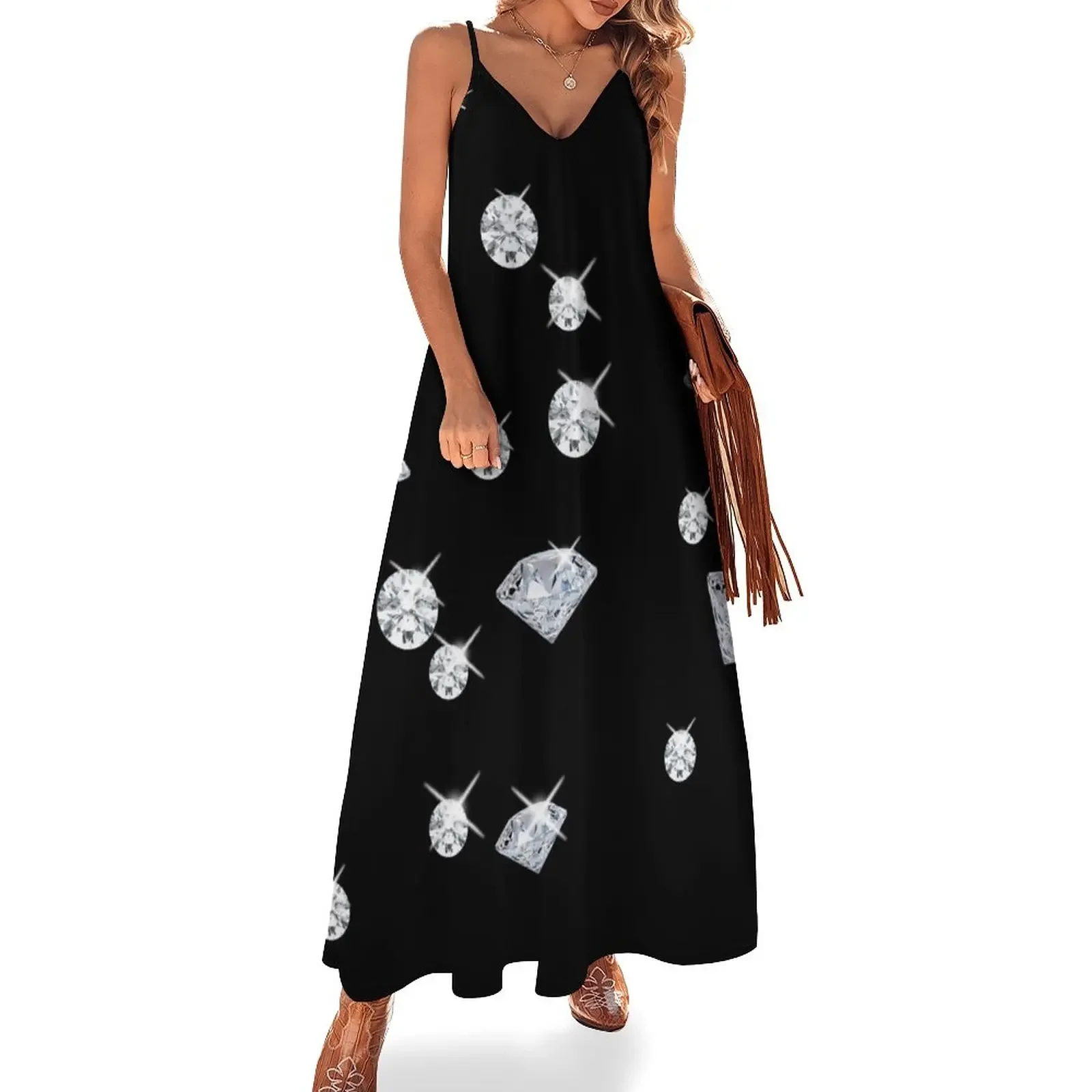 

Sparkle Diamonds Sleeveless Dress beach dress Women's summer dress Woman's evening beach outfits for women