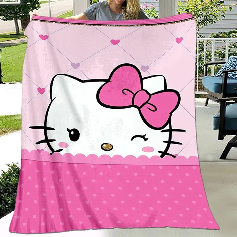 

1PC Adorable Hello Kitty Pink Blanket for Comfort ,Multi-purpose blanket for living room bedroom camping travel.
