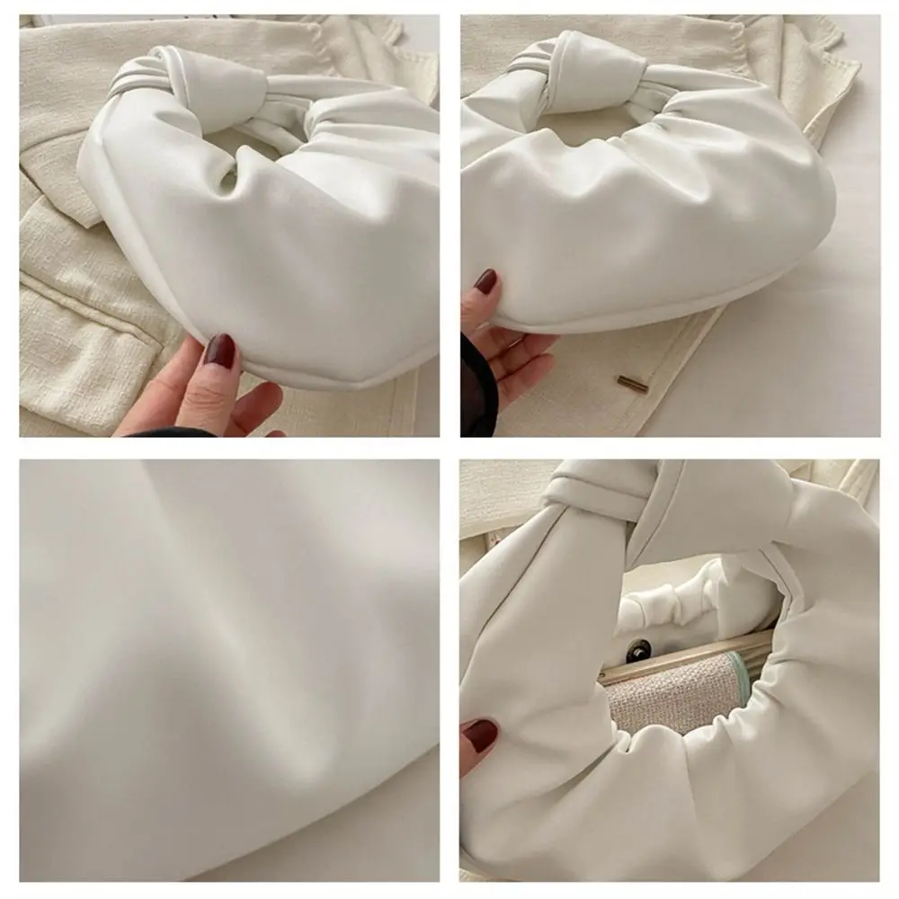 Fashion PU Leather Shoulder Bags Lightweight Solid Color Totes Large Capacity Handbags for Women Girls - view 6