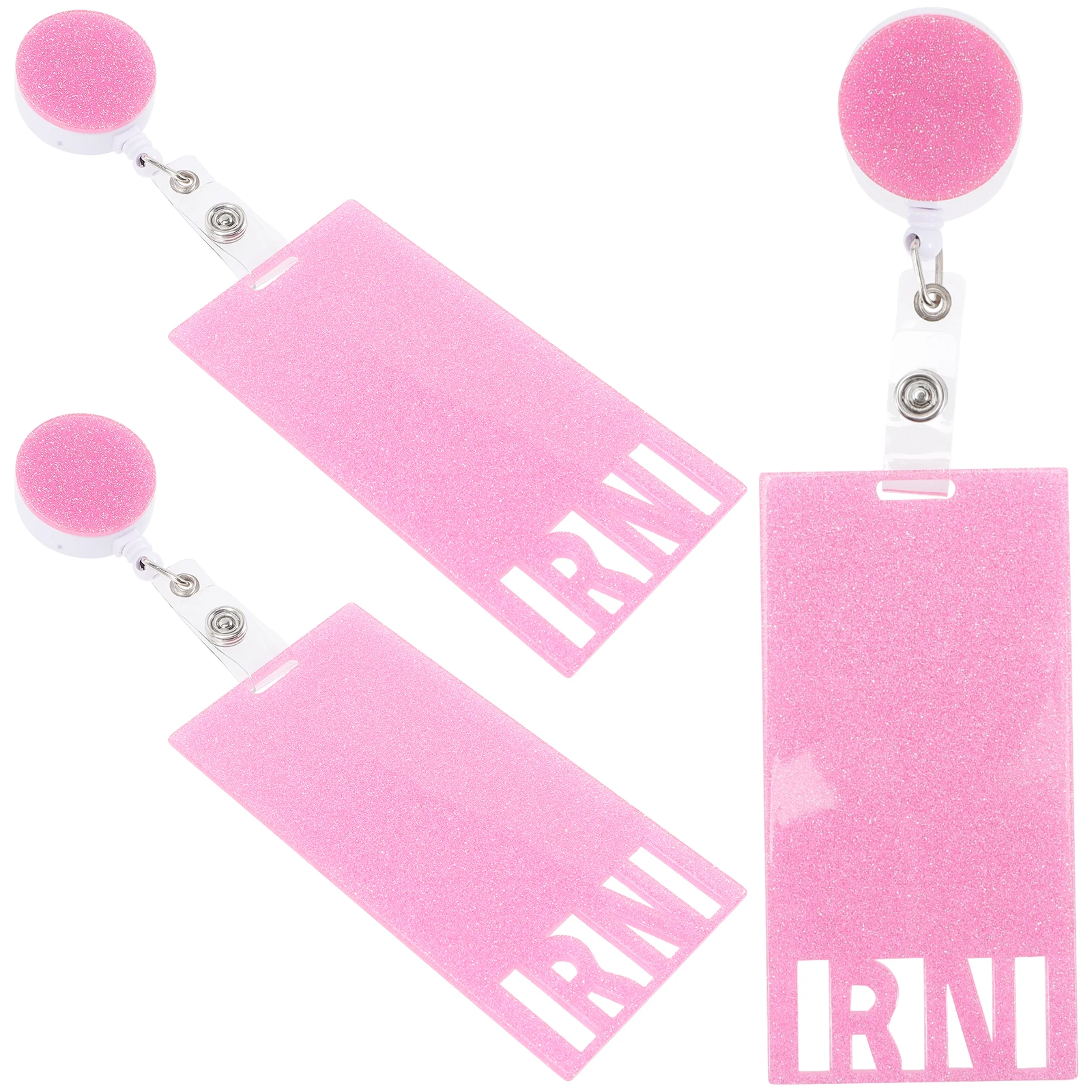 

3 Pcs Nurse Badge Reel Holder Retractable Clip Vertical ID Badge Accessories Glitter Reliable Back Design Suitable Nurses