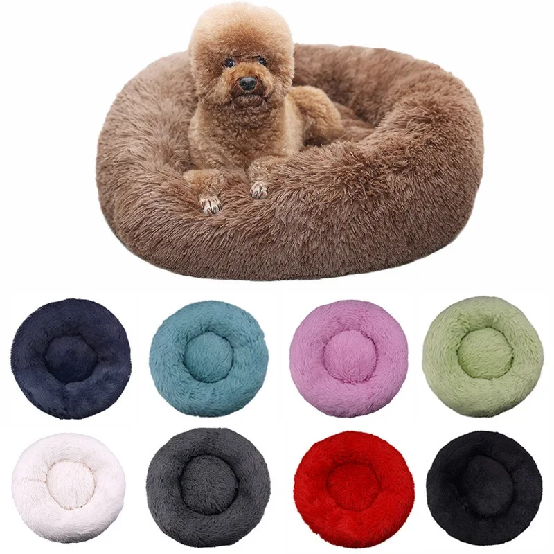 

Pet Dog Bed Comfortable Donut Round Dog Kennel Ultra Soft Washable Dog and Cat Cushion Bed Winter Warm Doghouse Dropshipping