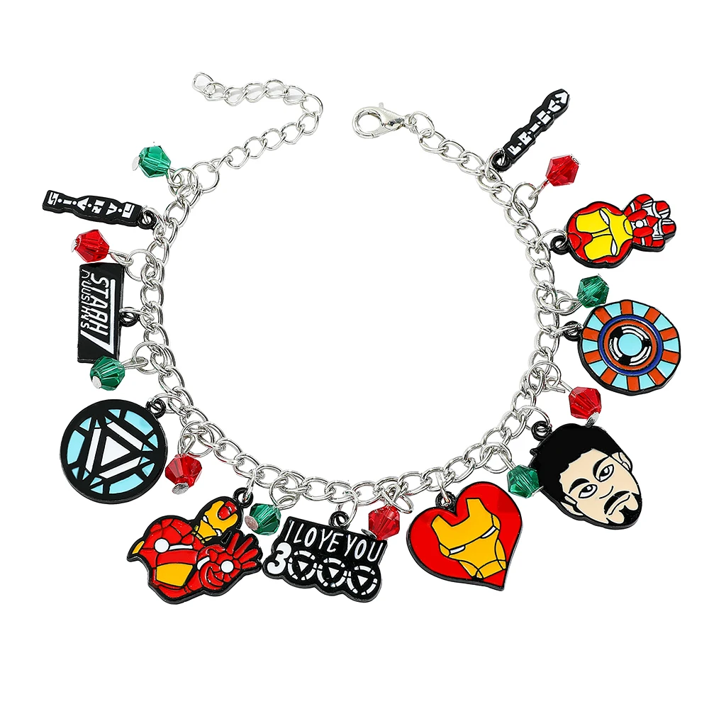 Avengers Bracelet Iron Man Pendant Mens Car Metal Charm Bangle Gifts