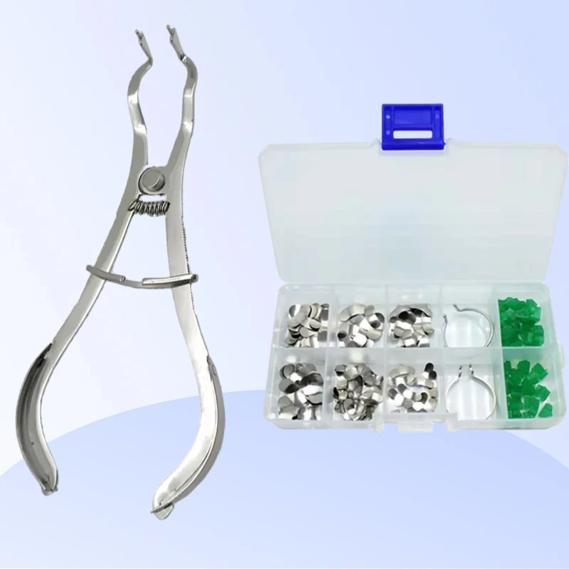 

Dental Sectional Contoured Matrices Matrix Ring with 40Pcs Delta Wedges Silicon Rubber Elastic Wedges Dentist Tools Lab