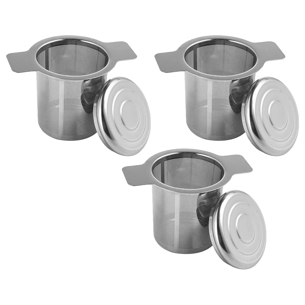 

3Pcs Double Handle Tea Infuser Strainer Fine Mesh Easy Clean Practical Safe for Loose Tea Leaves Teapot Infuser Insert