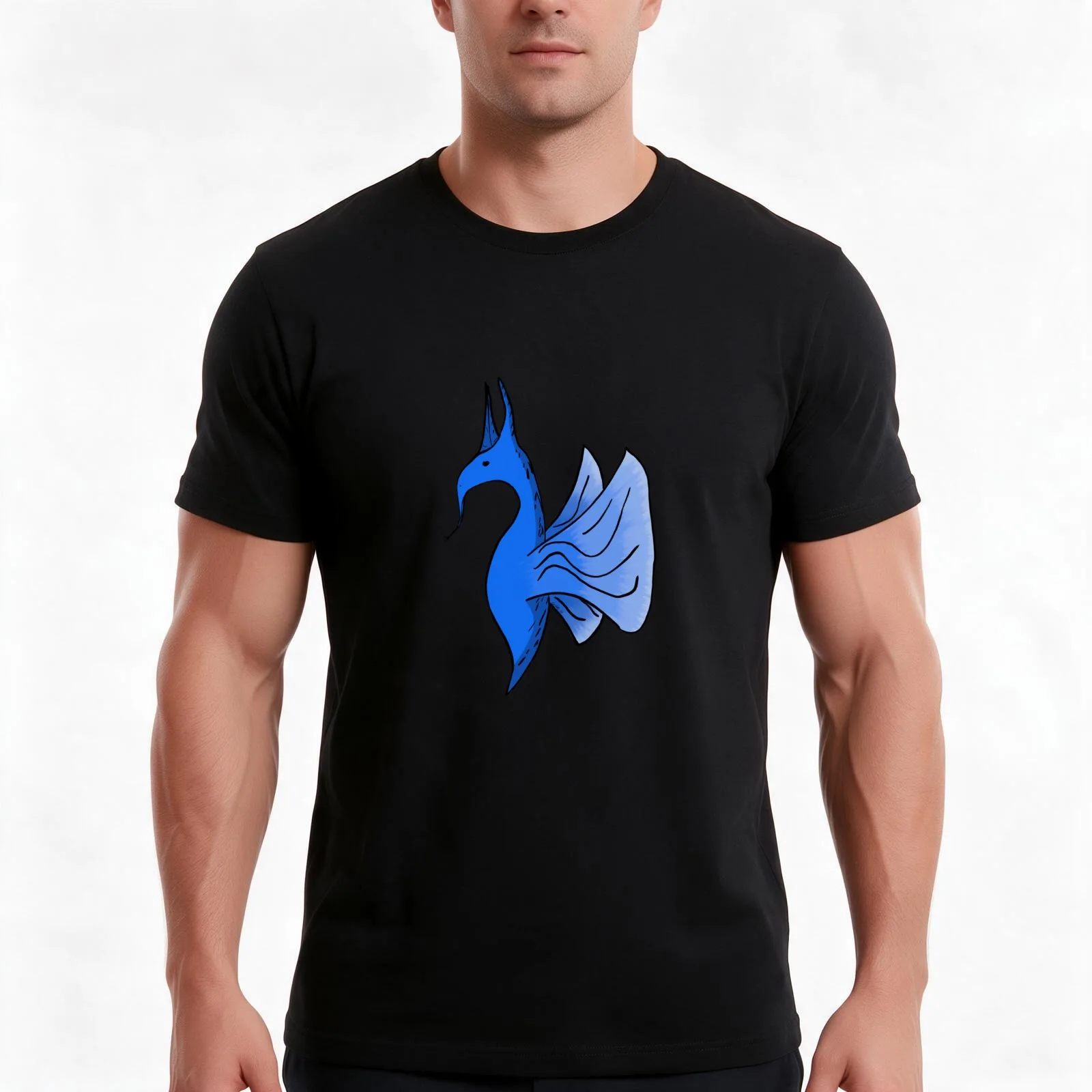 Little blue creature T-Shirt, Summer Casual Cotton Tee, Oversized Streetwear Tops, Vintage Graphic Print, Loose Fit Short Sleeve