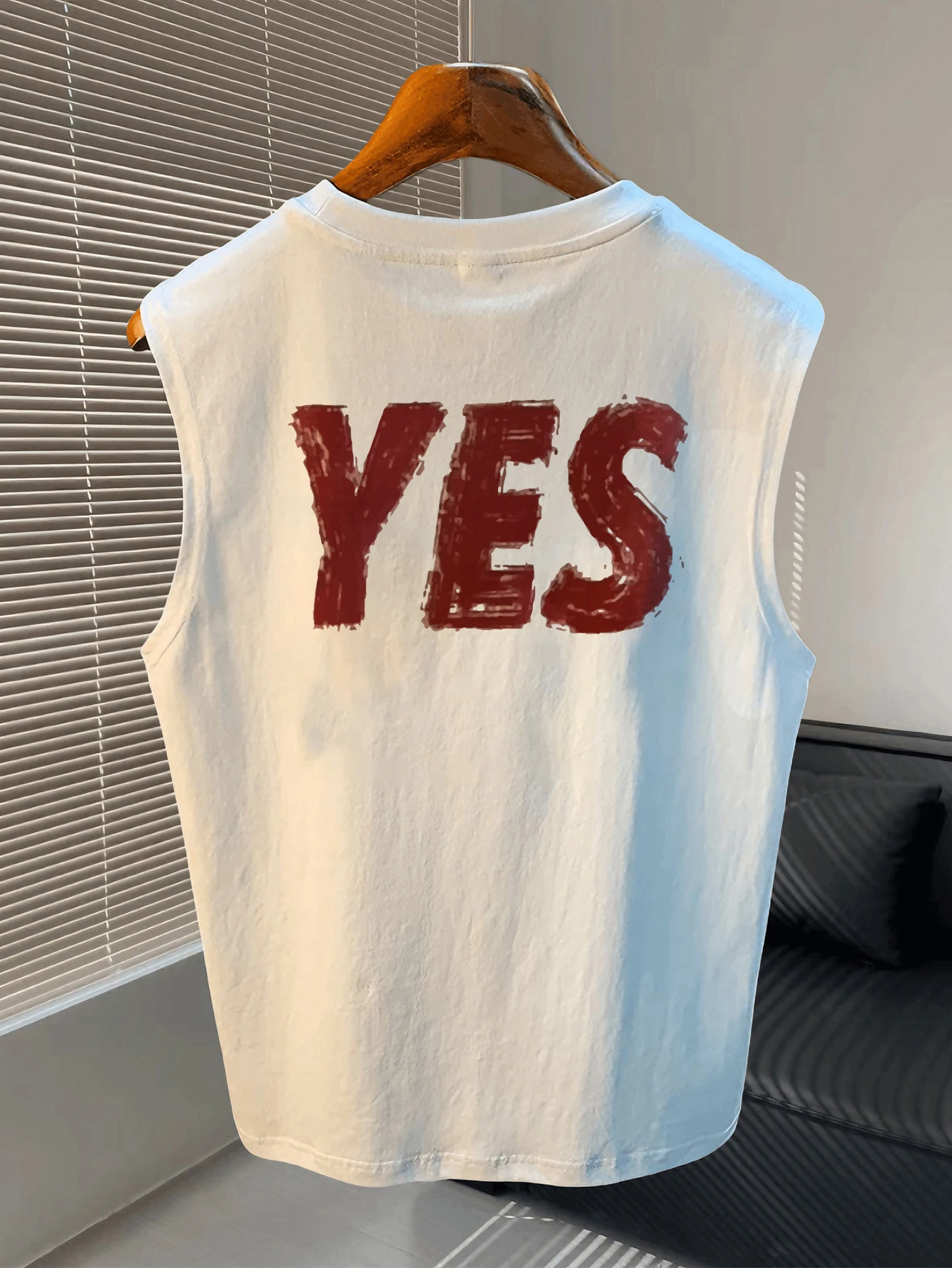 Trendy Mens YES Letter Print Tank Top 2026 Harajuku Loose Sleeveless Simple Vest Casual Street Summer Top For Fashionable Men