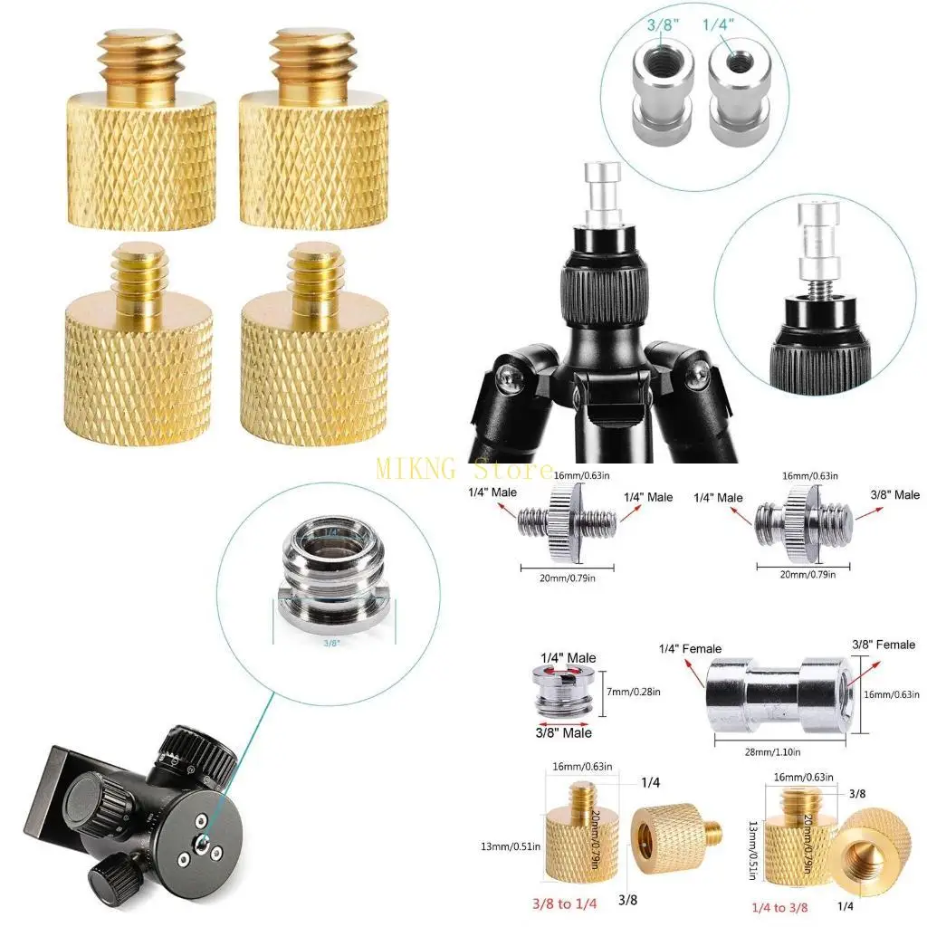22Pcs Metal 1/4 to 3/8 Converter Thread Screws Tripod Camera Adapter Brass Screw best sale