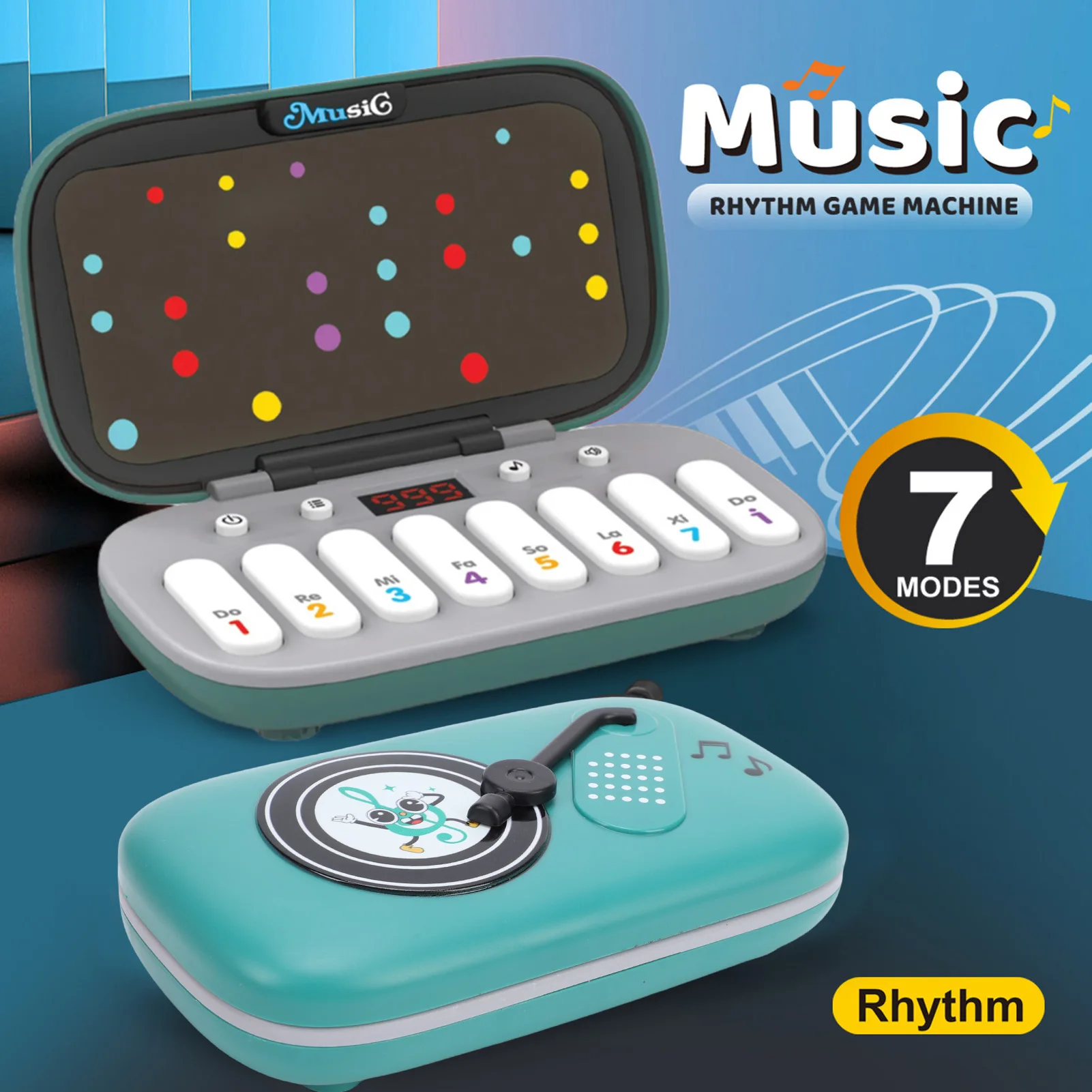 Portable Electronic Keyboard Mini Digital Piano 7 Music Rhythms for Hand Speed Practice Interaction