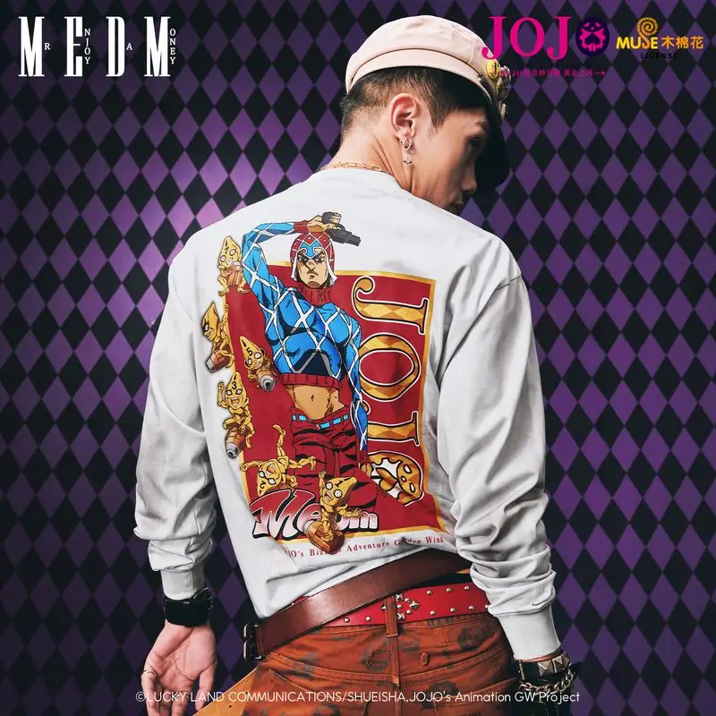 JOJOs Fantastic Adventure Joint-Character Oversized T Shirt  Anime Printing Washed Old Casual Long Sleeve T-Shirt Women Clothing