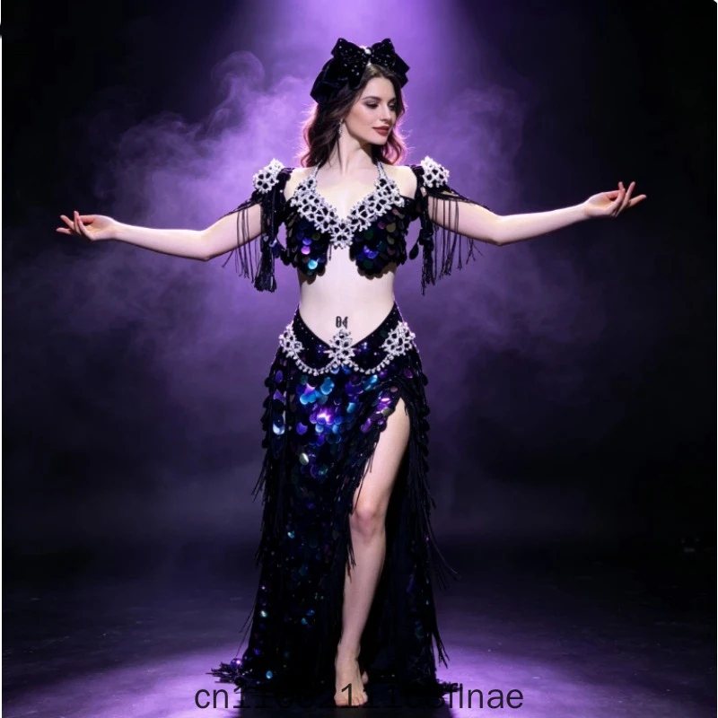 Belly Dance Performance Costume Original Design Flash Film Folk Robe for Female Stage Dance Performance Costume