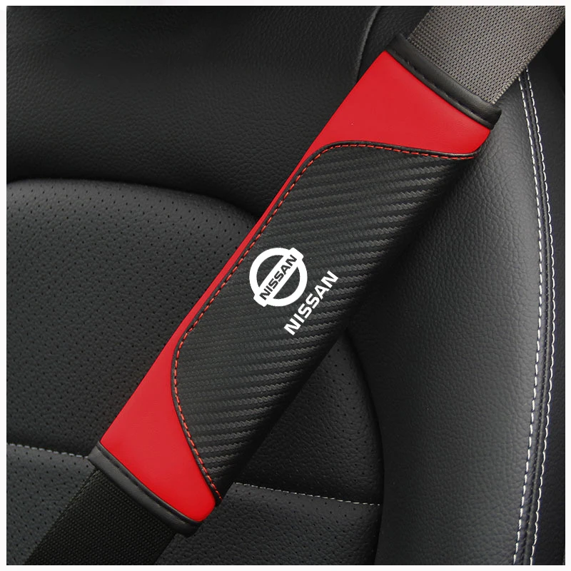 2Pcs PU Leather Car Safety Seat Belt Shoulder Cover For Nissan X-trail Qashqai Note Juke Sentra Patrol Navara Micra Leaf Almera