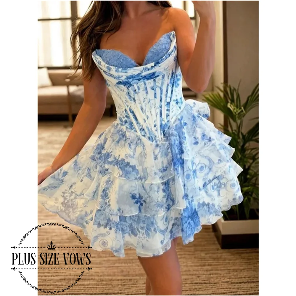 Plus Size Vows Women's Evening Dresses Prom Dress Classic Sweetheart Seleeveless Flowers A Line Mini Tiered Draped Split Gowns
