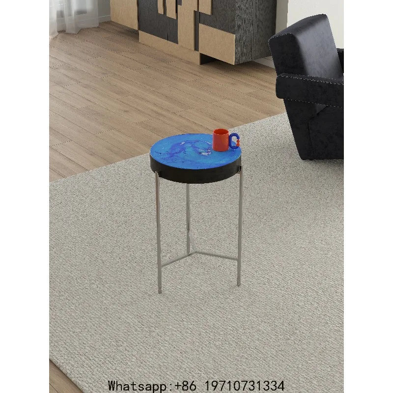 Generic Hand Painted Round  Side Table Portable Accent End Table with Caster Wheels,Small Nightstand for Bedroom Living Room