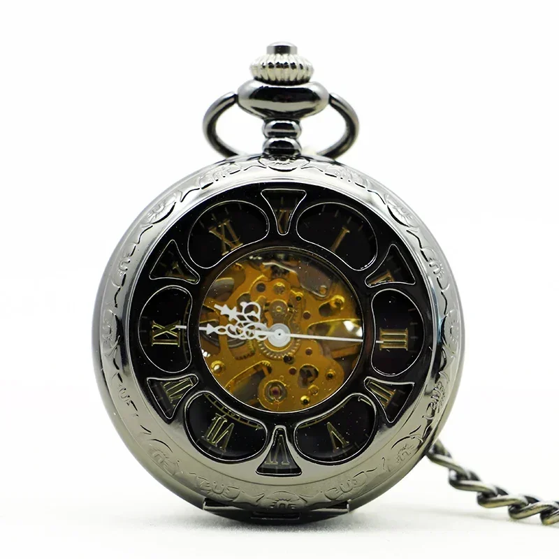 

Antique Vintage Charm Hollow Skeleton Mechanical Pocket Watches Personalised Steampunk Necklace Pendant with Chain Clock Gifts P