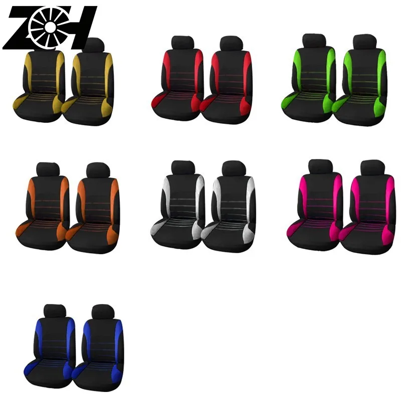 Universal 7 Colors 2 Seats CoverAuto Car Seat Covers Ployester Cushion Full Set Front Rear For Sedans Seat Cover AT MT