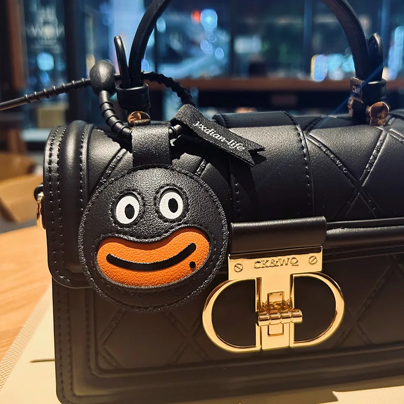 Cool Black Leather Niche Personality Pentacle Smiling Face Keychain Funny Couple Bag Pendant Flower Clown Badass Doll Key Chain
