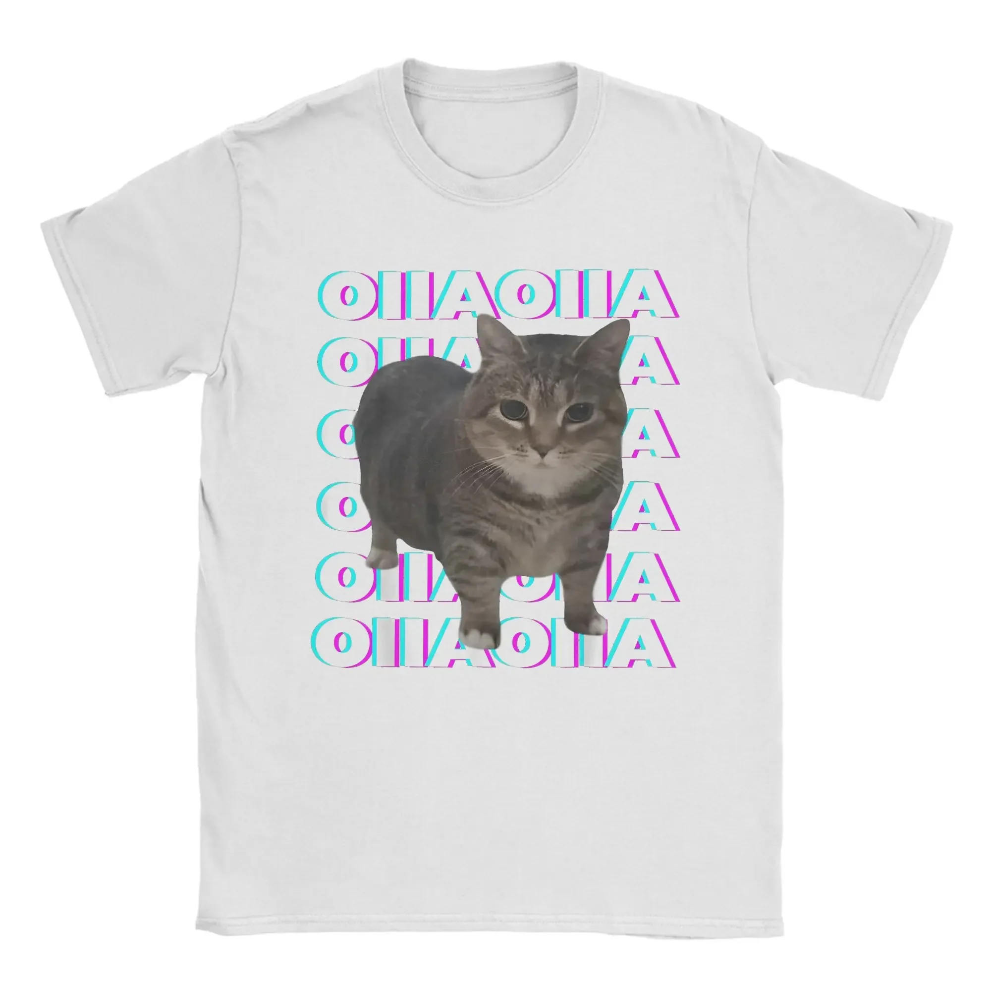 OIIA OIIA Spinning Cat Meme Glitch Disco Fun Trendy Tee Short Sleeve O-Neck Clothes Summer New Harajuku Streetwear Aesthetic Tee
