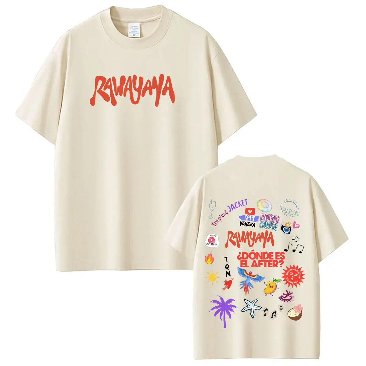 Rawayana ¿Donde Es El After? Tour 2026 Print Tees Men Women Fashion T-shirt Short-sleeved Cotton Loose Casual Oversized T Shirts