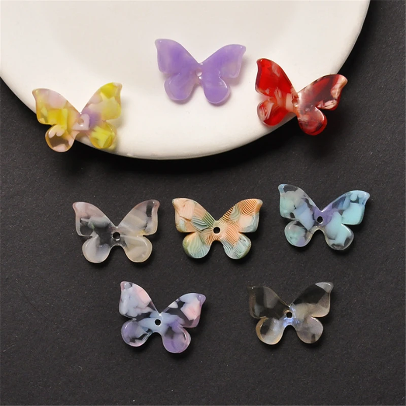 10 Pieces New Retro Acetic Acid Cute Animal Butterfly Beads Charm Connectors Diy Hair Jewelry Making Resin Accessories
