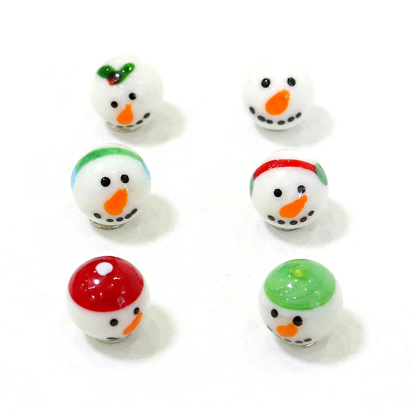 6PCS Cute Snowman Rare Glass Marbles Ball Kid\'s Game Pinball Gifts Xmas New Year Ornaments Garden Outdoor Decor Accessories 16mm