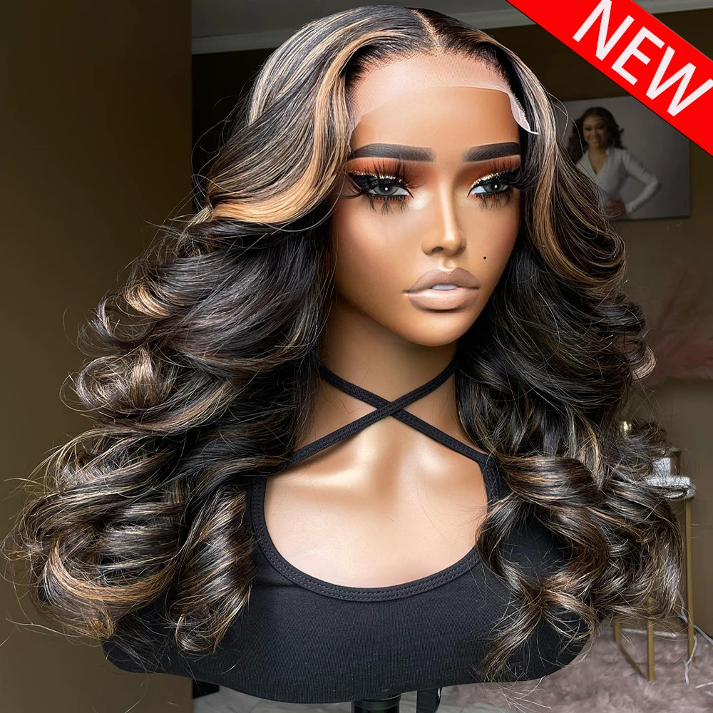 

400 Density Bouncy Curly Human Hair Wig Highlight 13x6/360 HD Transparent Lace Frontal Wigs For Women Pre plucked Brazilian Wig