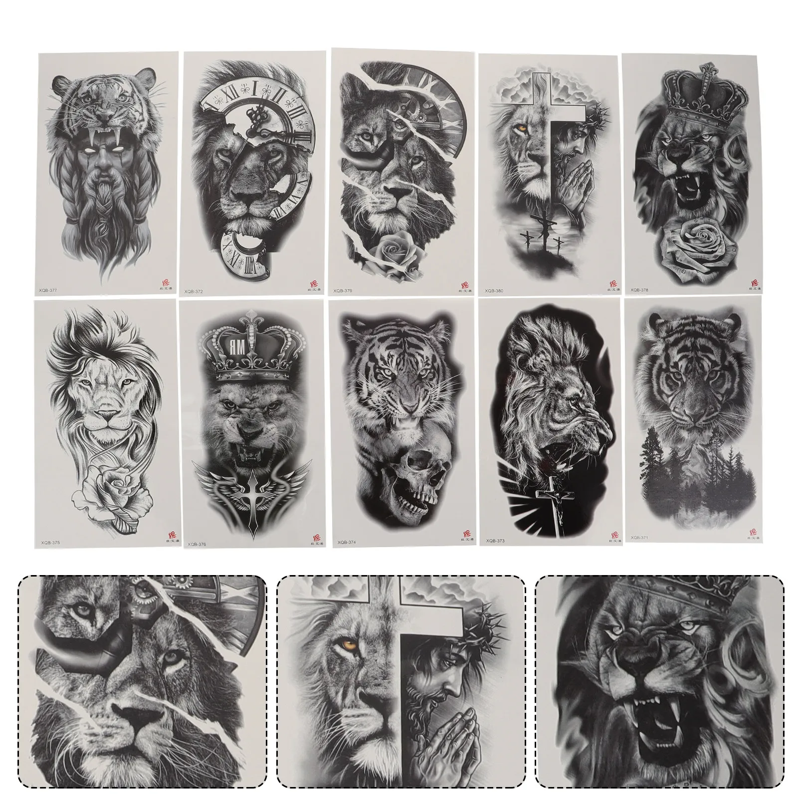 

10pcs Arm Tattoos Stickers Animal Pattern Waterproof Breathable Temporary Tattoos Decal Water Transfer Paper Body Art