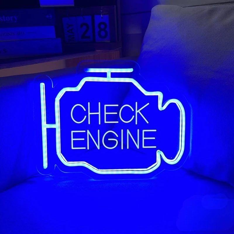 Check Engine Neon Sign,LED Garage Signs for Garage Auto Repair Workshop,Man Cave Wall Decor,Best Gifts for Dad,Car Enthusiast