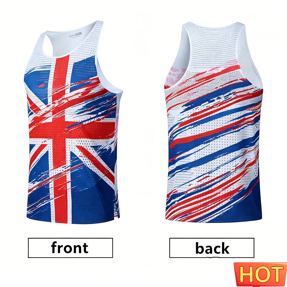 Men's y2k tank tops Men's running vest Gradient Marathon quick-dry tank top men striped Mesh breathable men's sleeveless T-shirt
