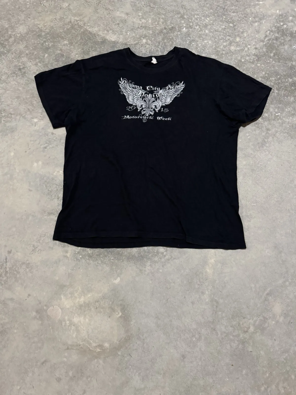 

VINTAGE Y2K Winged Cross Grunge Motorcycle Biker Black Graphic Tee Sz L