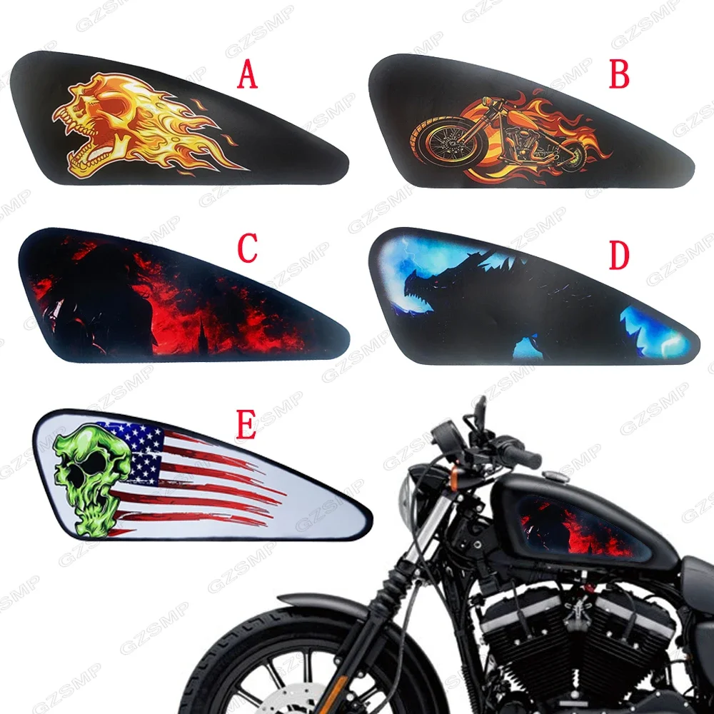 

Universal Motorcycle Fuel Tank skull Motorcycle Flame Dragon Emblem Decal Sticker for Harley Sportster XL 883 1200 48 72