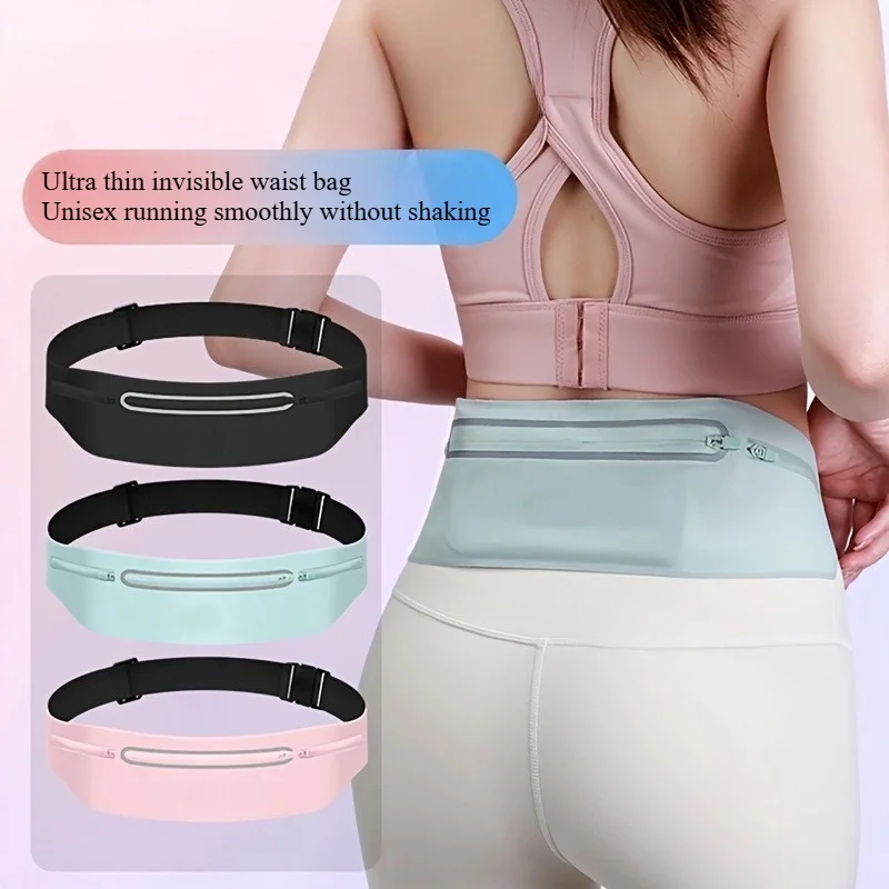 

Ultra-Thin Waist Bag - 3-Pocket Design Holds 7.5" Phone,Adjustable Strap for Running,Cycling,Travel-Lightweight Unisex Belt Bag.