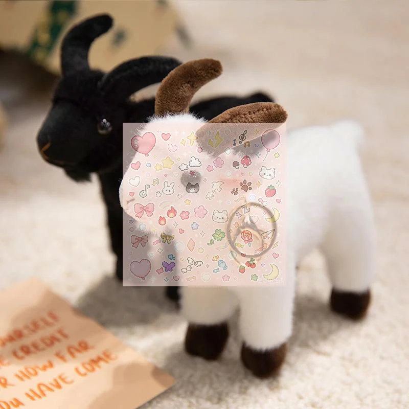 1Pcs Soft Stuffed Standing Goat Toy Lifelike Goat Pendant Plush Toys Cute Mini Animal Cool Keyring Bags Decoration