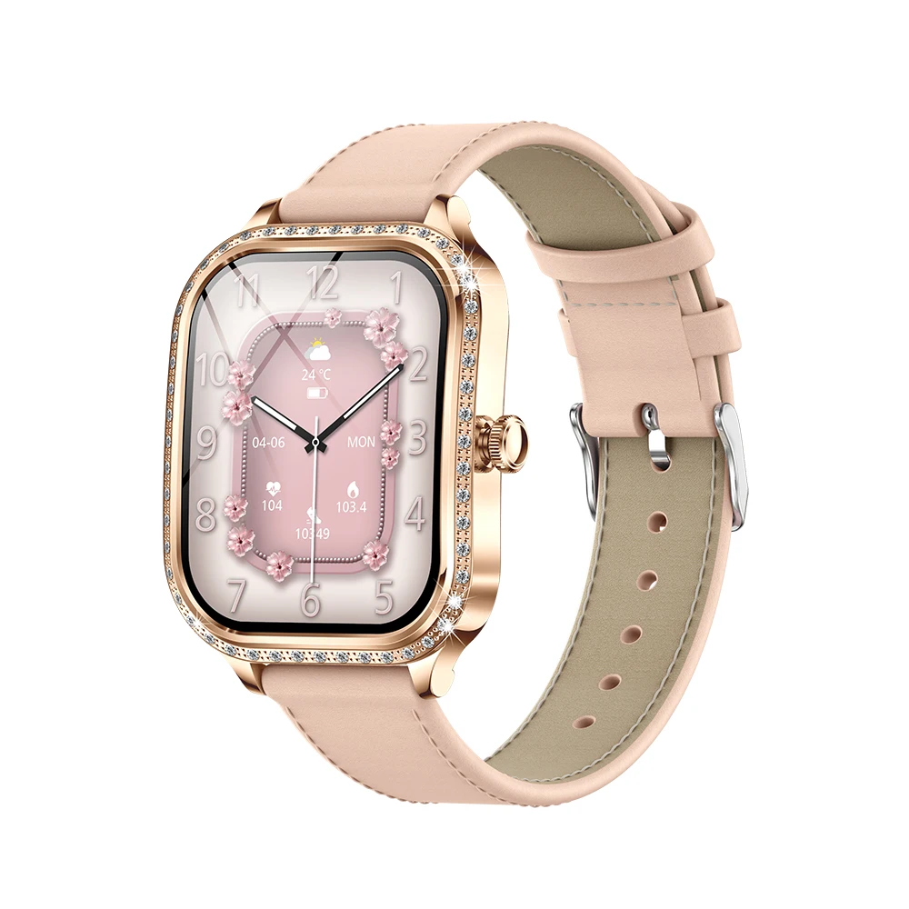 Fashion MK88 Smart Watch Bluetooth 5.2 Call Diamond Decoration 1.75inch AI Voice Health Monitor Fitness Tracker for Ladies