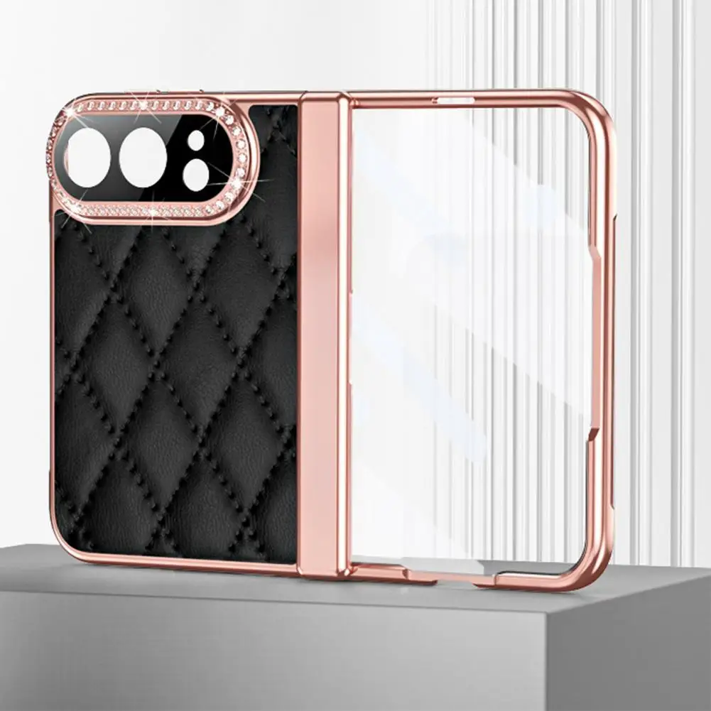 Shockproof Faux Leather Case Folding Phone Case Faux Leather Phone Case for Iphone Fold Rhinestone Cover with Screen Protector