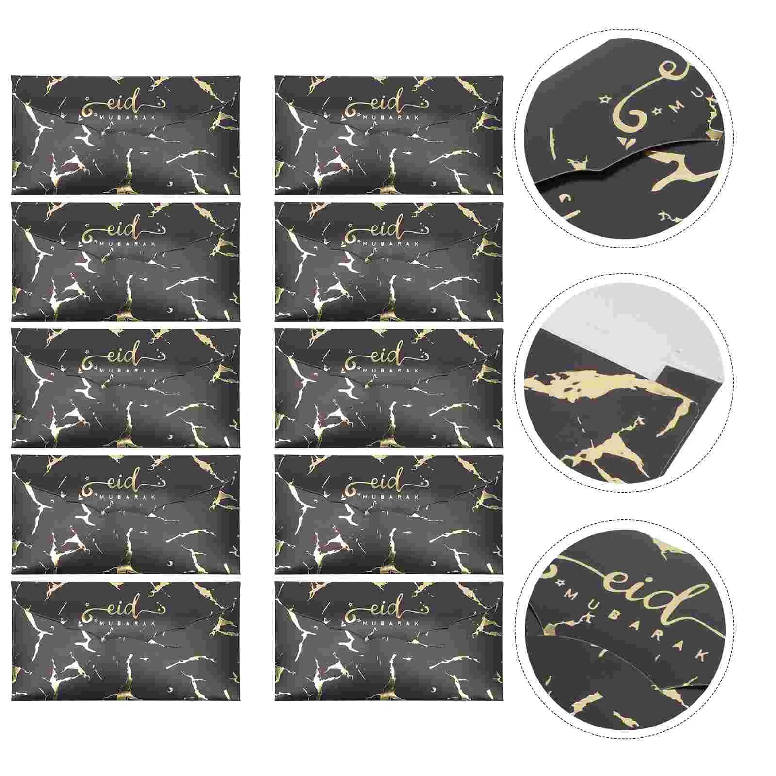 

10 Pcs Card Envelopes Eid Gift Packing Paper Wrapping Money Storage Black Exquisite Chic for Cards