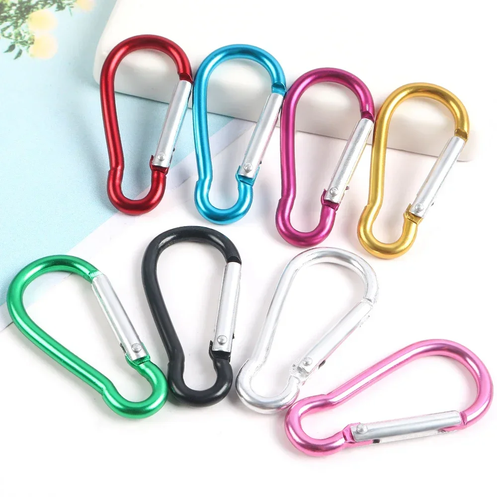 5pcs Aluminum Carabiner Key Chain Clip Camping Keyring Snap Hook Water Bottle Buckle Kit Jewelry Bag Accessories