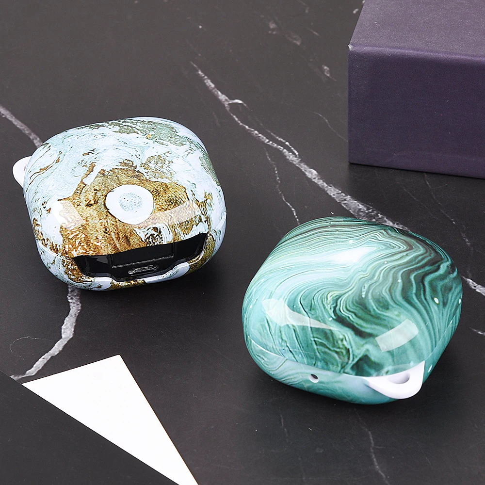 حافظة لهاتف سامسونج جالاكسي براعم 2 برو لايف FE حافظة صلبة من البولي كربونات حافظة لهاتف جالاكسي براعم برو براعم 2 برو حافظة بنمط رخامي