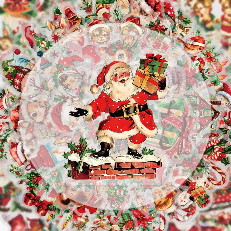 50 Christmas Santa Claus Stickers, Vibrant Stickers and Decals, Multiple Styles Without Duplication, Suitable for Water Bottles, Laptops, Suitcases, Skateboards, Guitars, Party Decorations