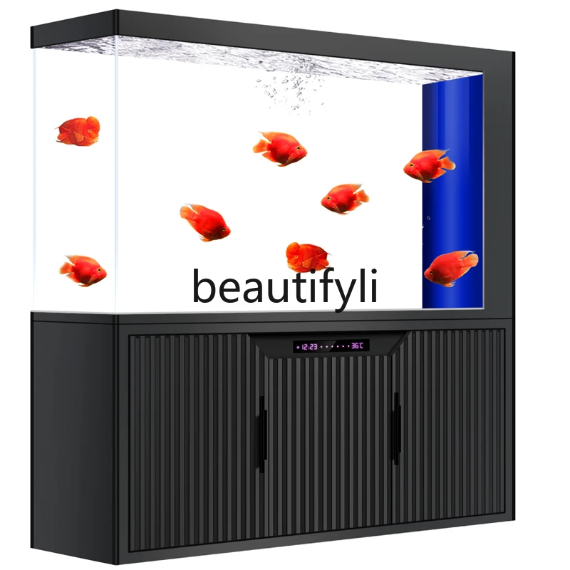 

Partition fish tank entrance floor screen ultra-white glass bottom filter water-free large dragon fish tank