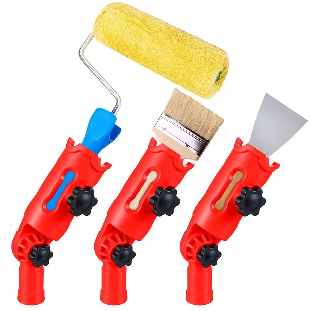 Durable Multi-Angle Paint Brush Extender Rotating Head Plastic Paint Brush Holder Corner Painting Tool Scraper