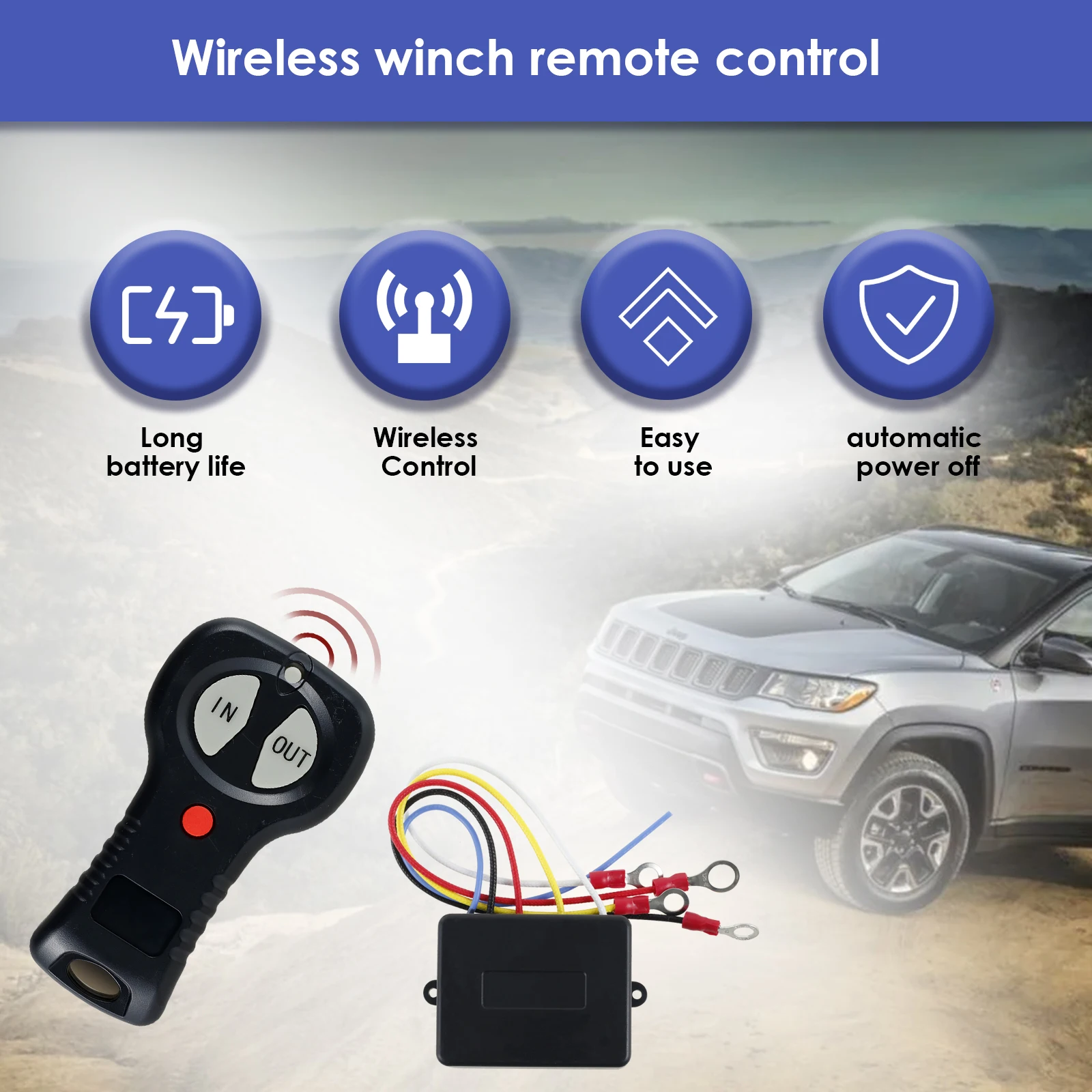 2Pcs Car Wireless Winch Remote Control Kit 12V-24V Universal ATV/SUV Wireless Heavy Winch Remote Switch Controller For Badlands