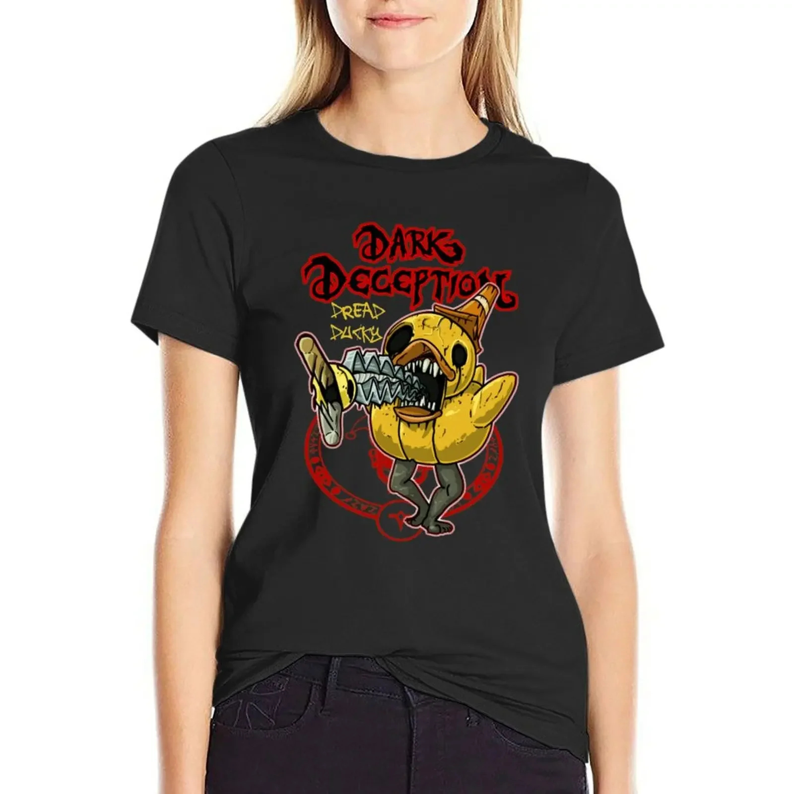 

Dark deception dread ducky T-shirt funny vintage clothes plus size tops Women's tee shirt