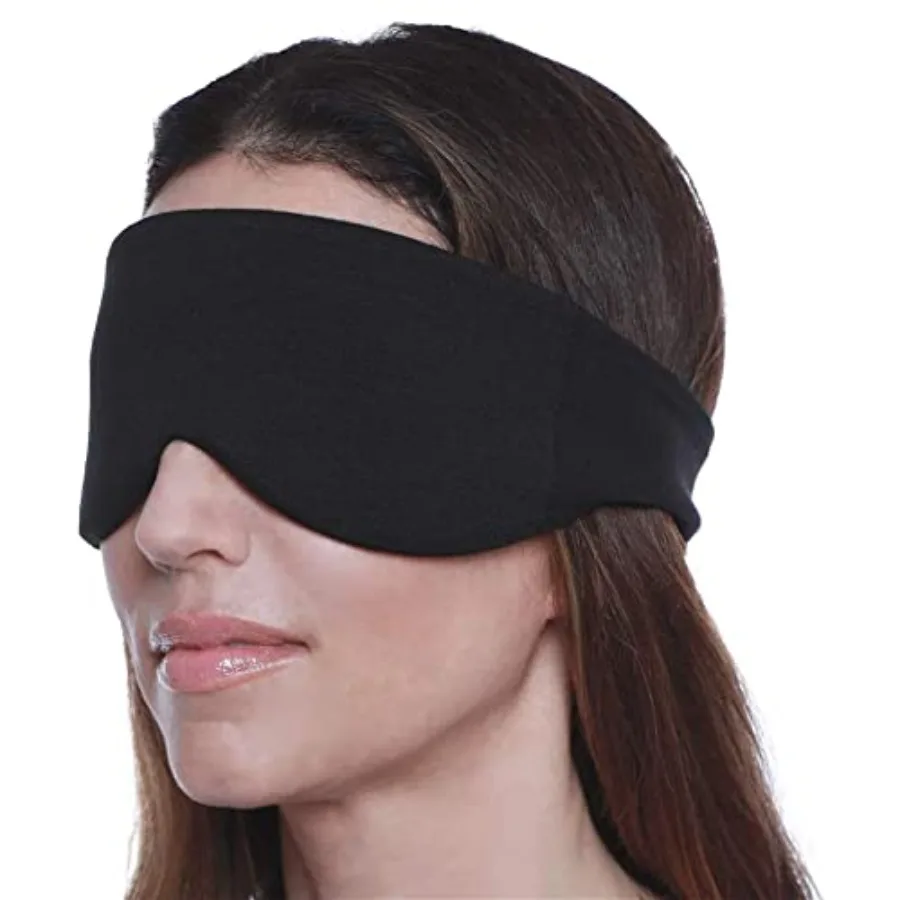 Escape Sleep Mask - Buttery Soft Airplane Eye Mask for Sleeping or Napping in Bed. Machine Washable. - Jet Black, Made in USA