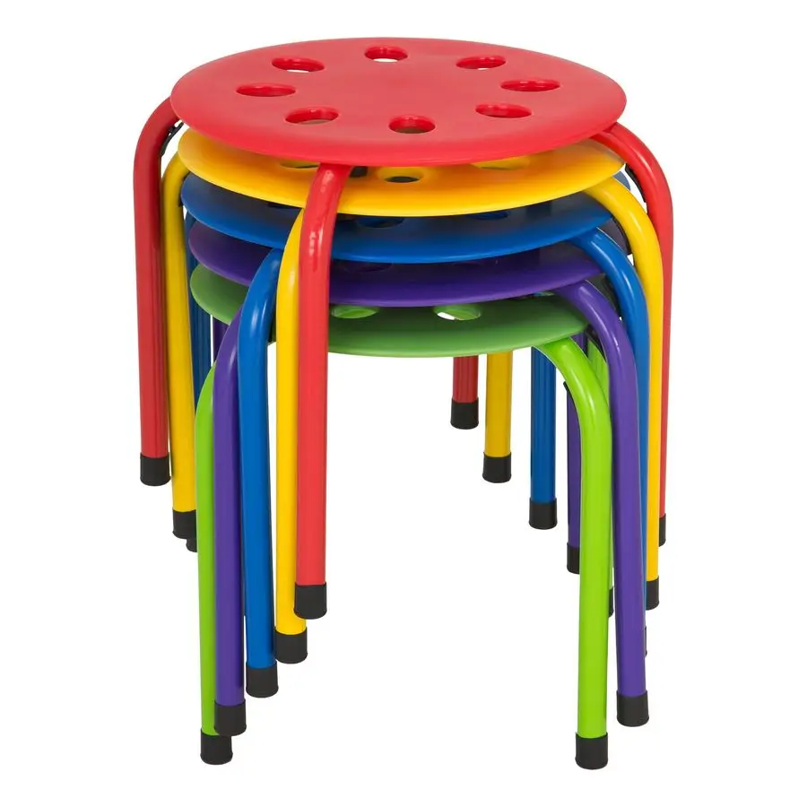 

Commercial Furniture Daycare Stacking Stools for Kids, 12 Childrens Portable Nesting Office and Classroom Stools, Assorted Color