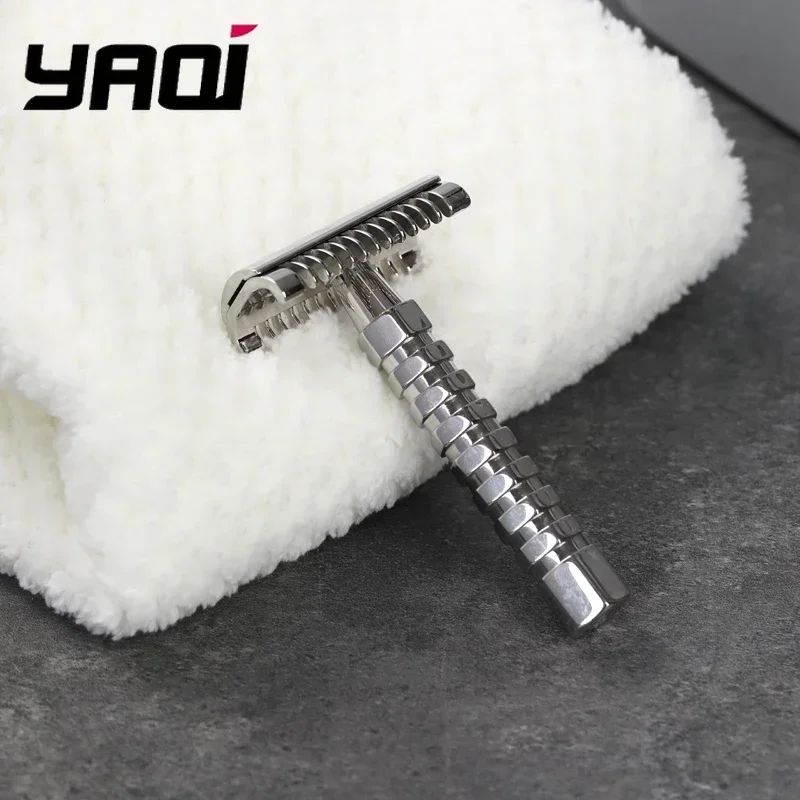 YAQI Duomo Stainless Steel Safety Razor for Men Professional Barber Grade, Premium Beard Care Grooming Shaving Tool