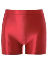 Womens Glossy Sports Shorts Ladies Casual Solid Color Stretchy MID Waist Hot Pants Gym Fitness Yoga Night Club Short Leggings