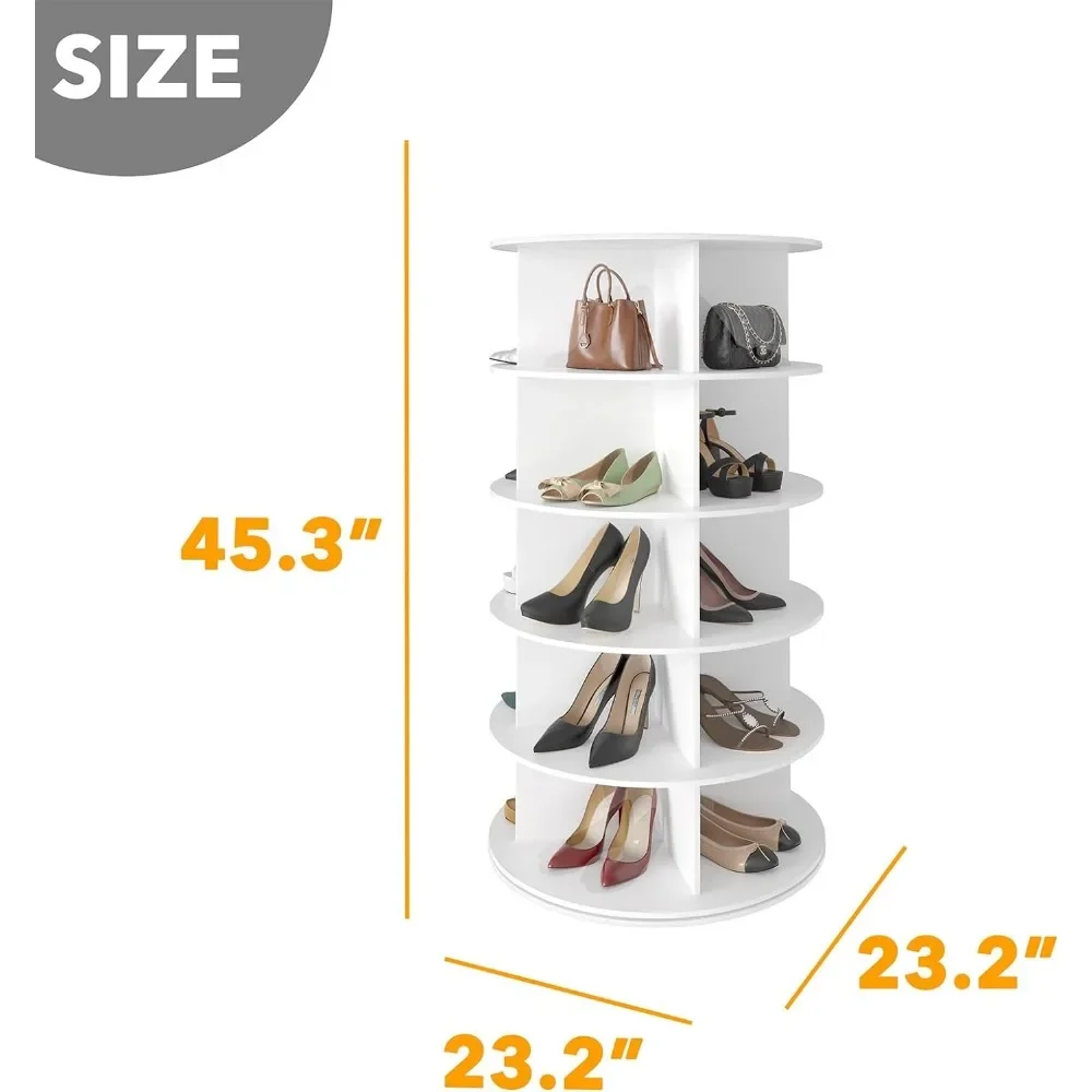 5 Tier Rotating Shoe Rack Tower, Spinning Shoe Display Lazy Susan, Revolving 360 Shoe Rack Storage Round Carousel