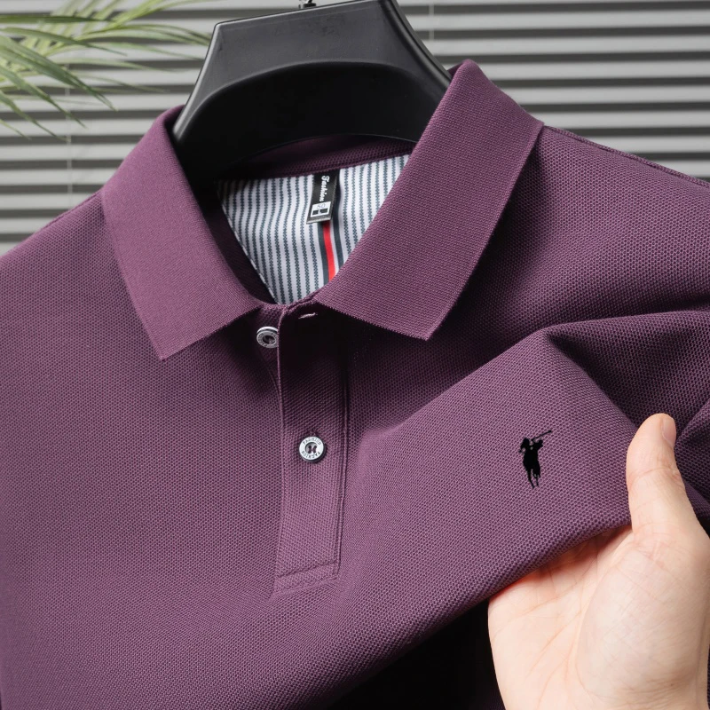 2025 marque haut de gamme 100% coton été en relief Polo hommes à la mode été affaires loisirs sport T-shirt à manches courtes 1